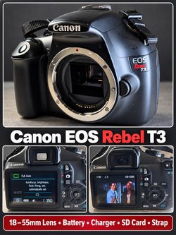 Canon EOS Rebel T3 DSLR Camera Body + 18-55mm Zoom Lens