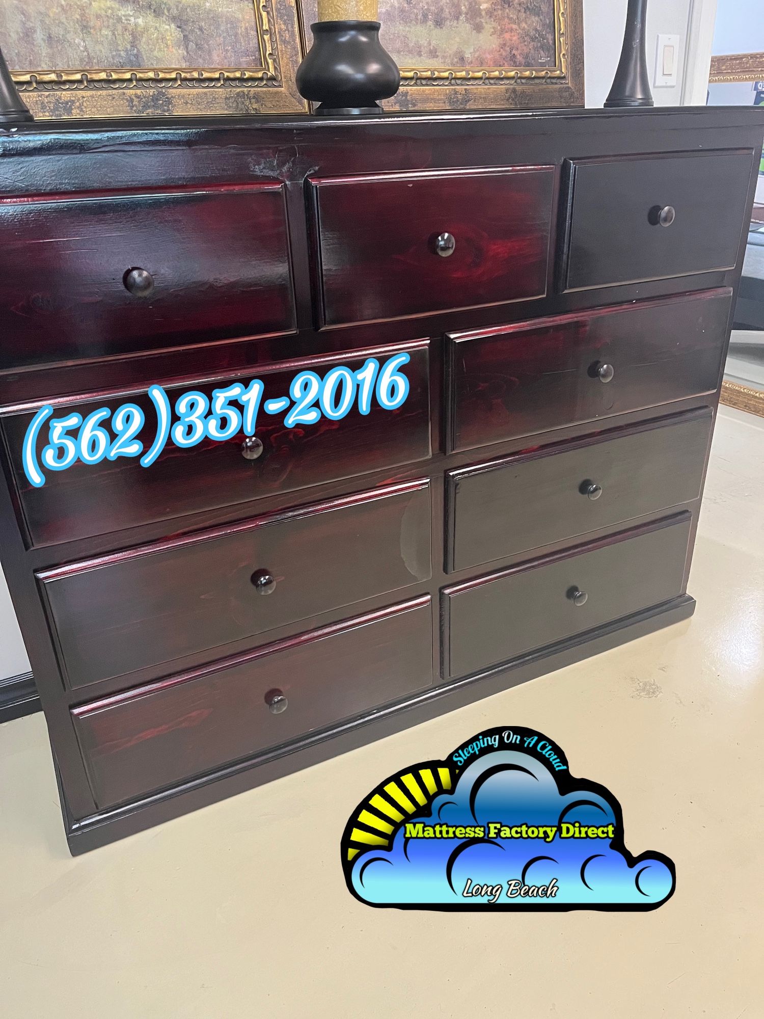 Assembled Nine Drawer Wide Dresser Solid Wood- Mueble Cherry 9 Cajones