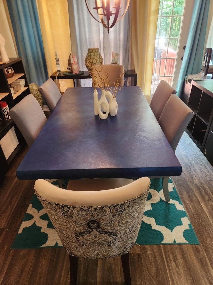 Hand Painted Dining Table And 6 Chairs