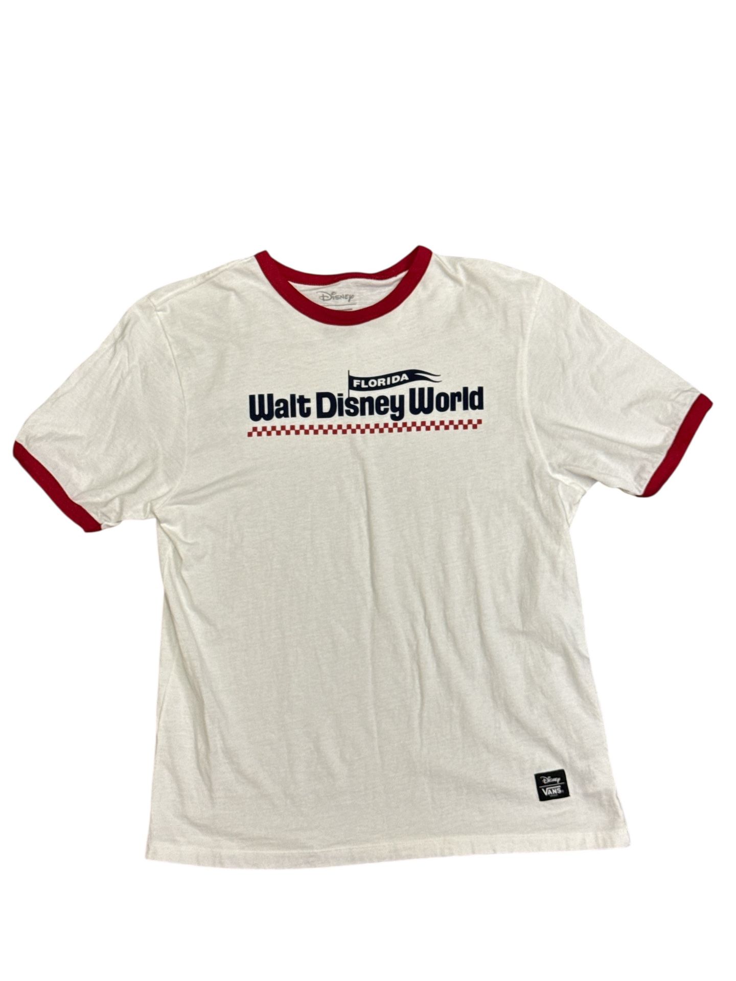 Vans 50th Ann. Walt Disney World Florida Checkered Retro White Shirt Size Large