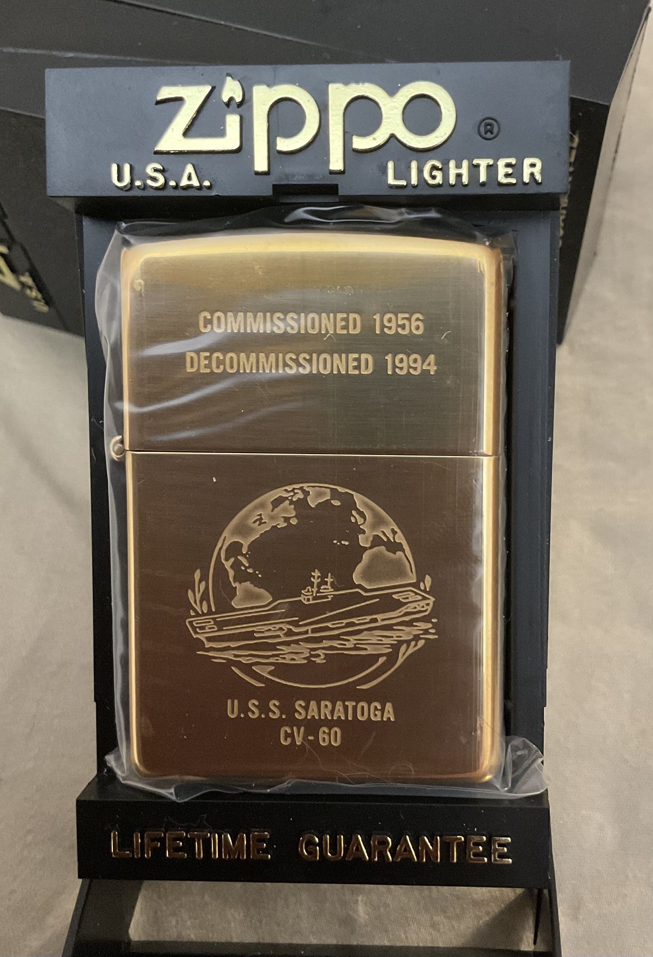 USS Saratoga CV-60 Brass Zippo lighter