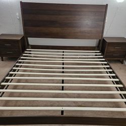 King Bed Frame With 2 Nightstands 