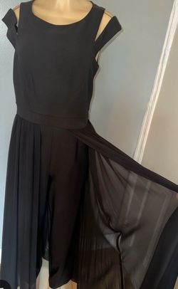 J.Crew Black Cold-Shoulder Wide-Leg Jumpsuit with Overskirt