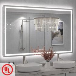 Y52 $120  60in. W x 36in. H Rectangular Frameless UL Certified Front and Back LED Anti-Fog Tempered Wall Bathroom Vanity Mirror   Brighten your bathro