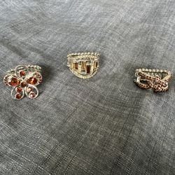 Paparazzi Lot Of 3 Rings Silver Stretch Back