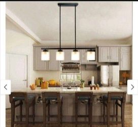 Depuley 4-Light Black Metal Kitchen Island Pendant Light with Glass Shade