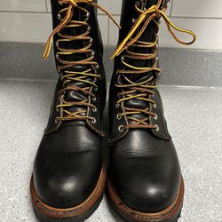 Red Wing 699 Black Leather Vibram Logger Boots Mens 