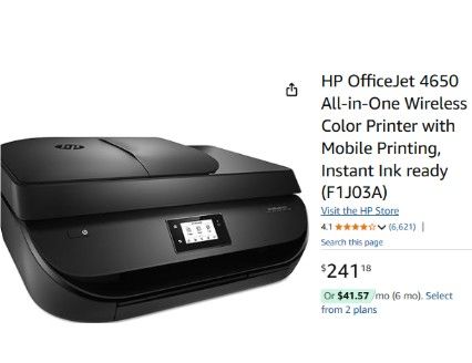 $100 HP OfficeJet 4650 All-in-One Wireless Color Printer
