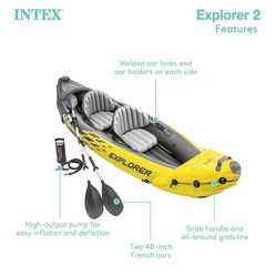 Intex Explorer K2 Inflatable Kayak – Brand New in Box – 2-Person Set