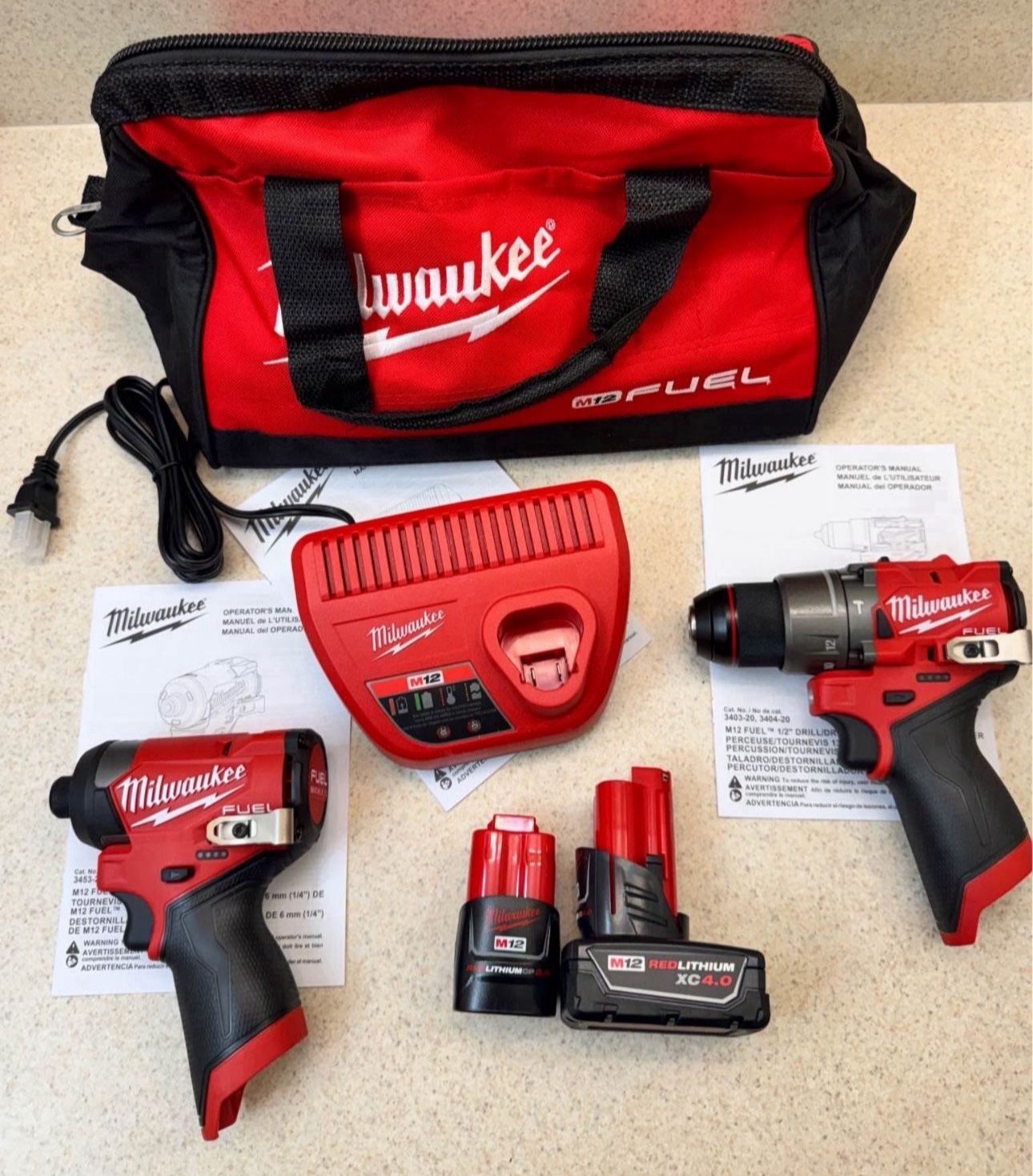 🔥 Milwaukee M12 FUEL 2-Tool Combo Kit, Drill , impact driver