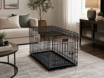 Great for Dogs 26-40lbs! 30” Grey Metal Single Door Dog Cage Animal Containment Crate! Good Condition! 30x20x22in