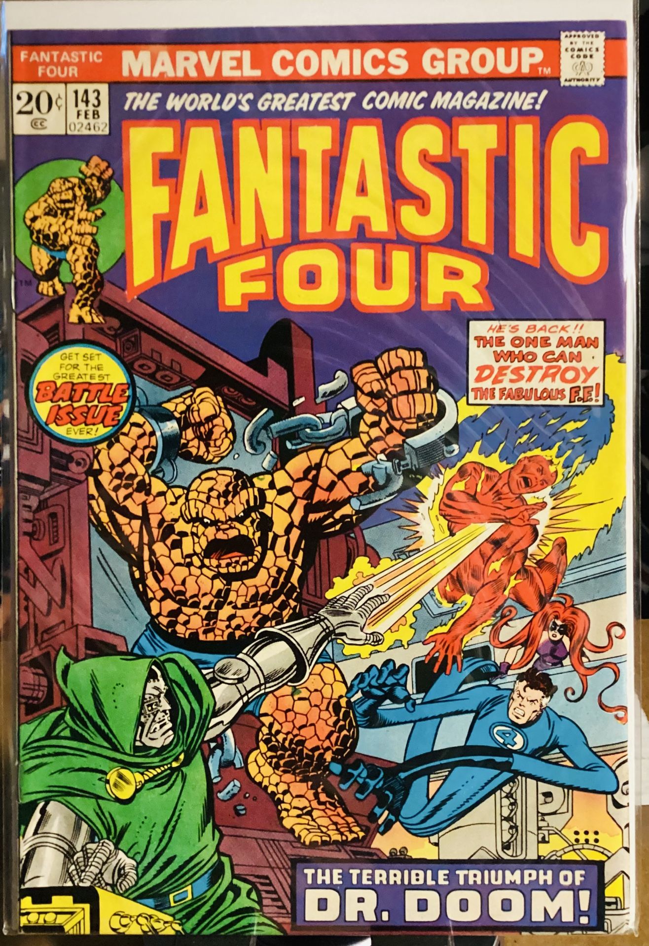 Marvel Comics #143A Fantastic Four, Vol. 1 The Terrible Triumph of Doctor Doom!  V/F 1973!
