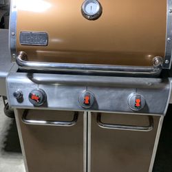 Very Heavy Large Weber Genesis Edition Orange Bronze Three Burners Propane Grill BBQ 
