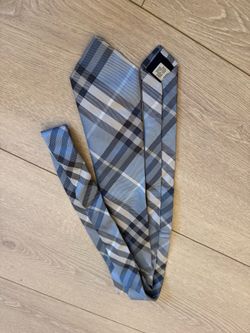 Burberry London Blue Check Men Tie Gray-Black 100% Silk