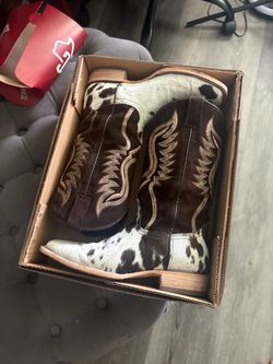 Cow print boots