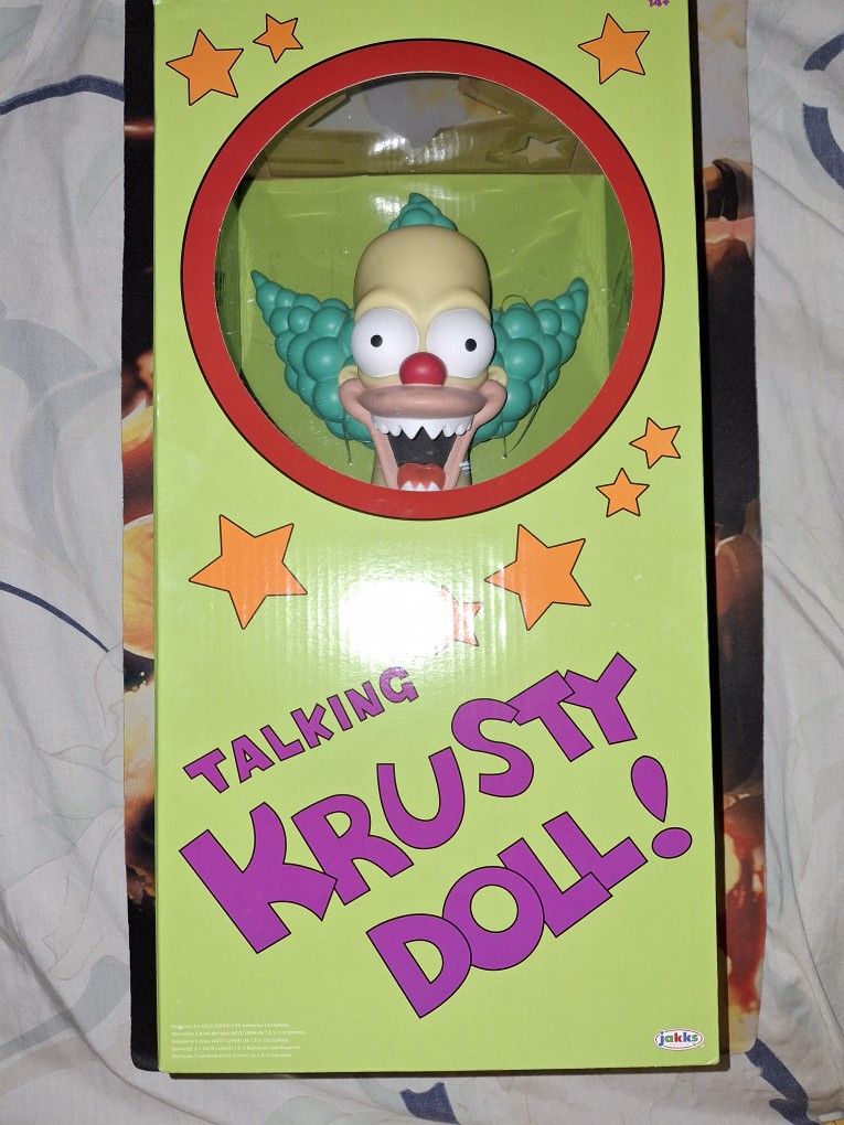 JAKKS PACIFIC 18" TALKING SIMPSONS KRUSTY THE CLOWN DOLL...NEW & SEALED....ADULT OWNED...SMOKE FREE HOME...$45 OBO.