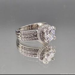 Sterling Silver Halo Pave ring