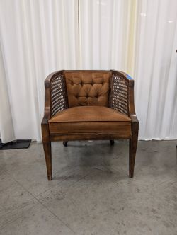Vintage Cane Back Tufted Accent Chair