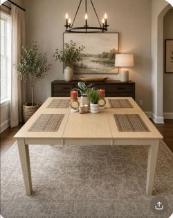Malaysian Solid Wood Dining Table, Light Wood/Beige, Seats 4 to 6