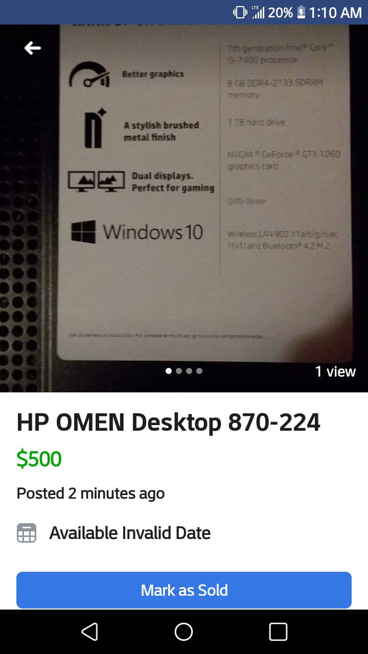 Hp OMEN Desktop PC 870-224