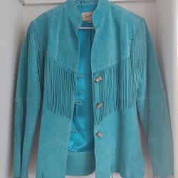 Beautiful Scully Teal Fringe Jacket Size S