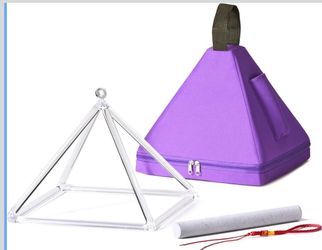 CVNC 10 Inch Quartz Crystal Singing Pyramid Healing Musical Instrument + Carry Case Bag Powerful Energy
