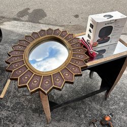 Vintage Sunburst Wall Mirror, Candle Holder, Living Room Picture 
