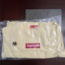 Supreme Box Logo Crewneck Pale Yellow