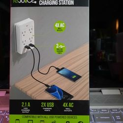 Rejuice 2 Usb + 4 Ac Wall Tap Charging Station