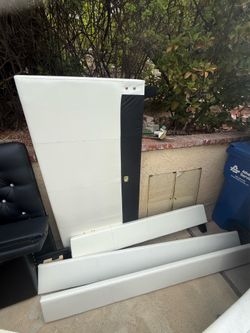 White leather queen, headboard set