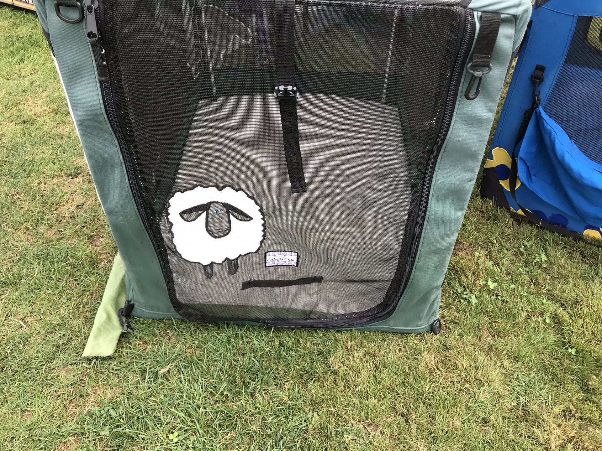 Cabana crate repaired with sheep patches