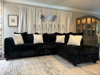 Black Fluffy Sectional Couches