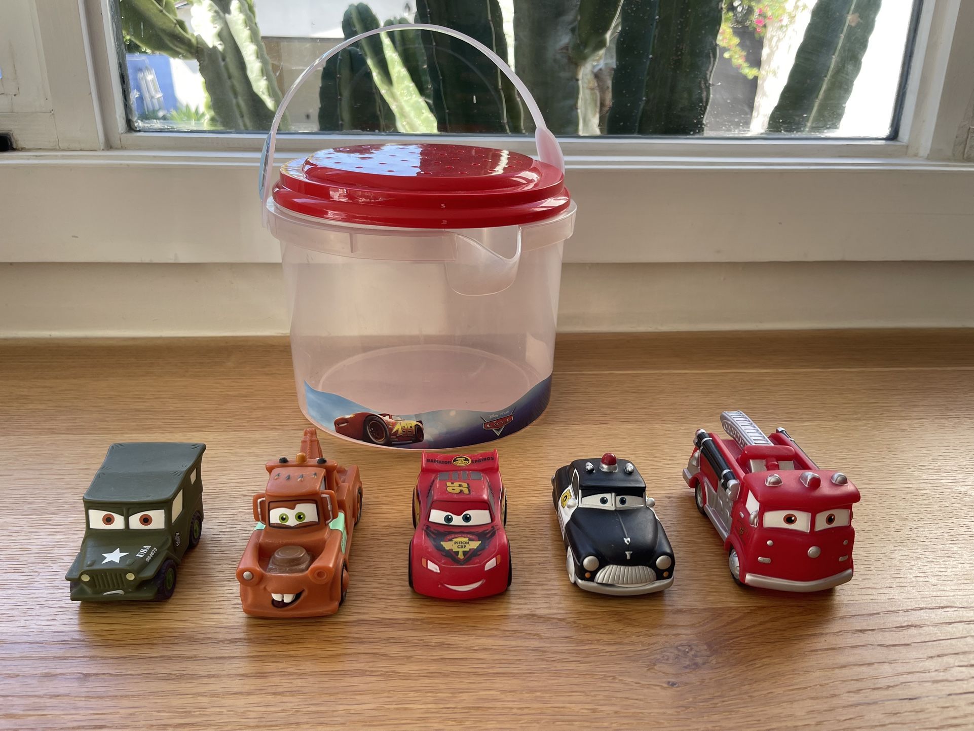 Disney Pixar Cars Bath Tub Toy Set - Lightning McQueen Sarge Sheriff Mater