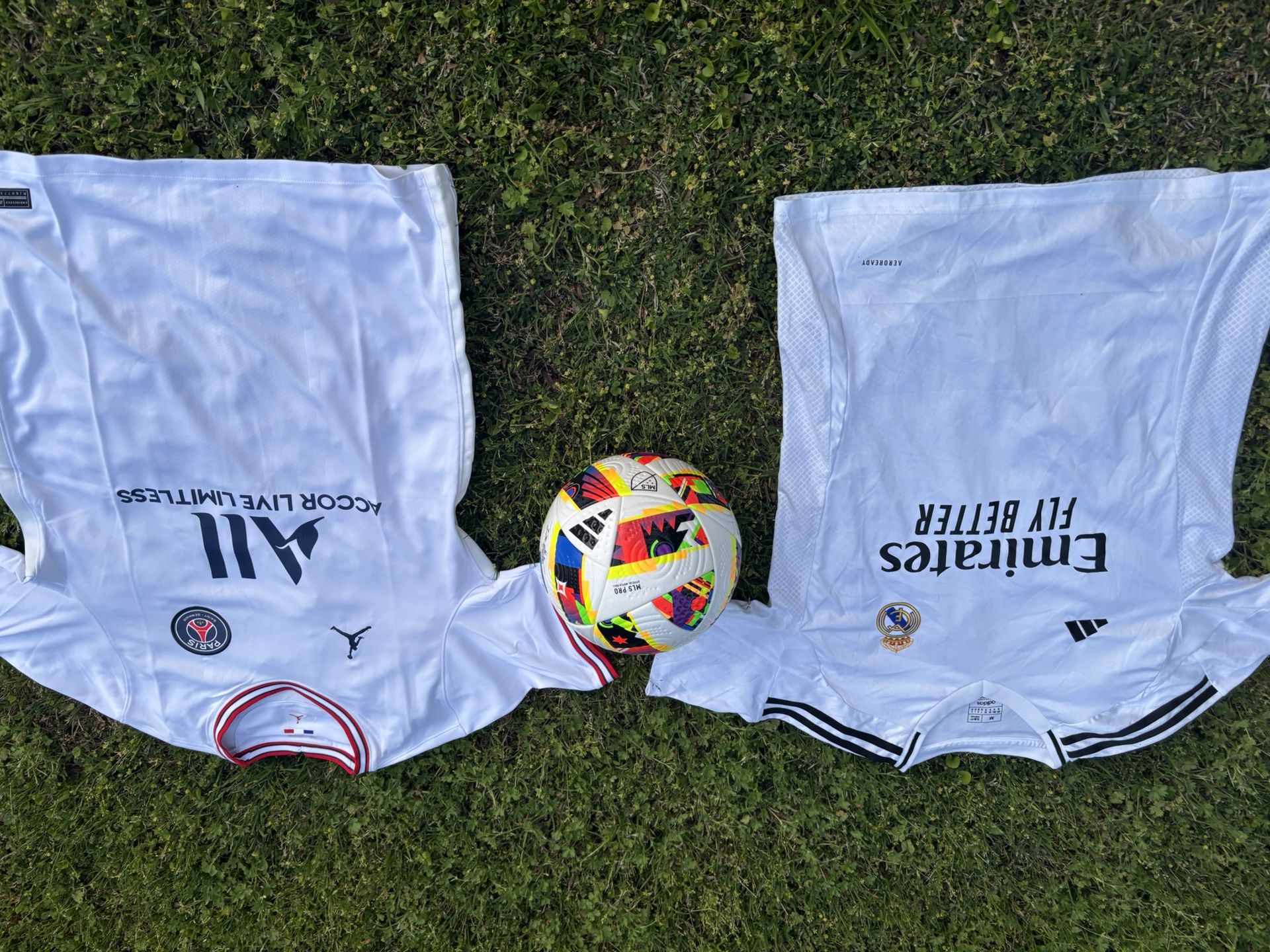 MLS match ball and two authentic jerseys brand new