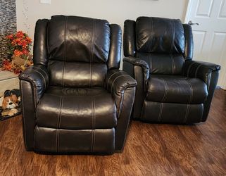 Pair of Leather Rocker Recliners