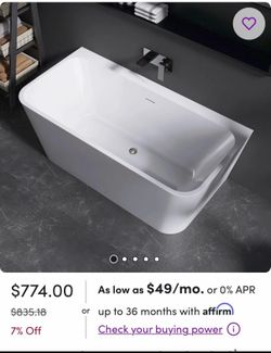 Tidal 55'' Acrylic Tub Deep Soaking Acrylic Bathtub DU012-55W