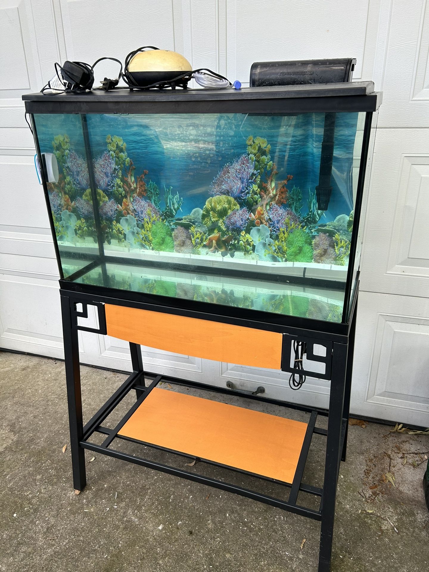 Aquarium Tank 30 Gallon Bubbler, Stand, Lite, Top, Filter