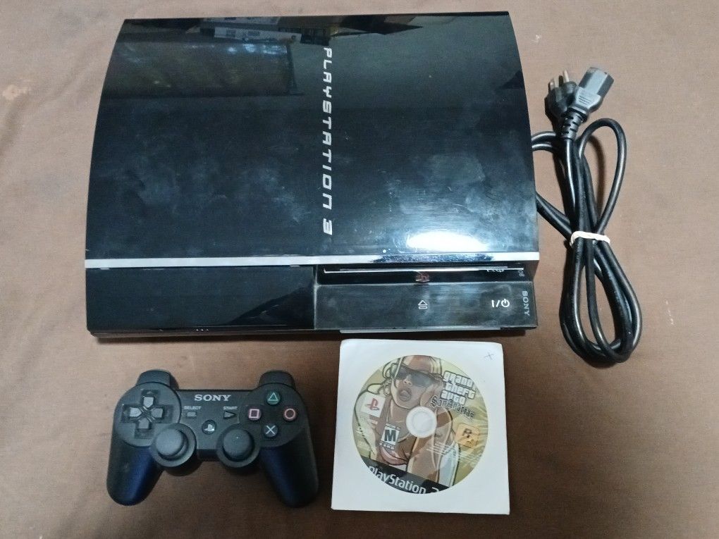Playstation 3 PS3 Backwards Compatible Console With Controller And Game. Works