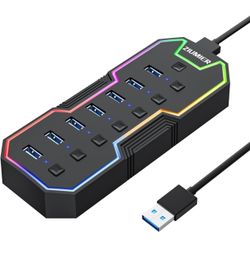 ZIUMIER USB Hub 7 Port for laptop gaming RGB