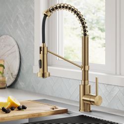 NEW! KRAUS Kitchen Faucet Gold Commercial Style 