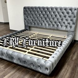 New King Bed Frame With Mattress 