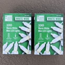 2 Brand new Home Accent Holidays 200 warm white mini LED Christmas lights, white wire