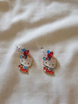 Hello kitty  red ,white and blue earring