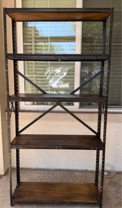 Reclaimed wood and metal shelves