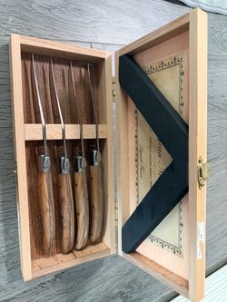 French Laguiole Steak Knife Set in Wood Box