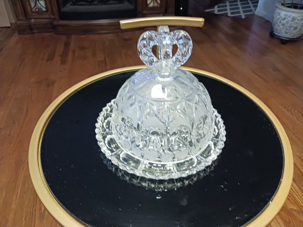 Beautiful CRYSTAL Lead Cheese  Dish AND 3 Side Dishes  These Are  Perfect For The  Holiday 
