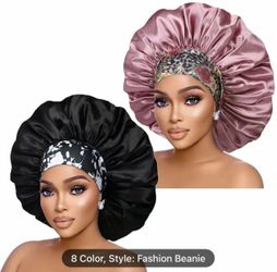 2PCS Satin Hair Bonnets - Perfect for Braiding, Curling &