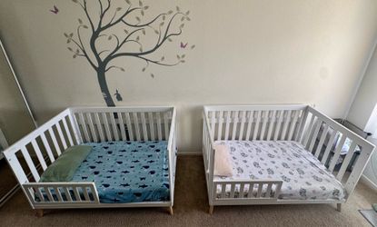 4-in-1 Convertible Crib, Bianca White with Natural Legs