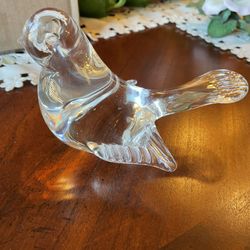 Hand blown glass solid clear bird figurine 