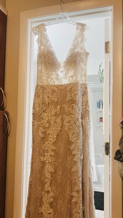 Lace Mermaid Wedding Dress with Champagne Lining